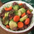 Roasted Brussels'n Carrots w/Ground Beef